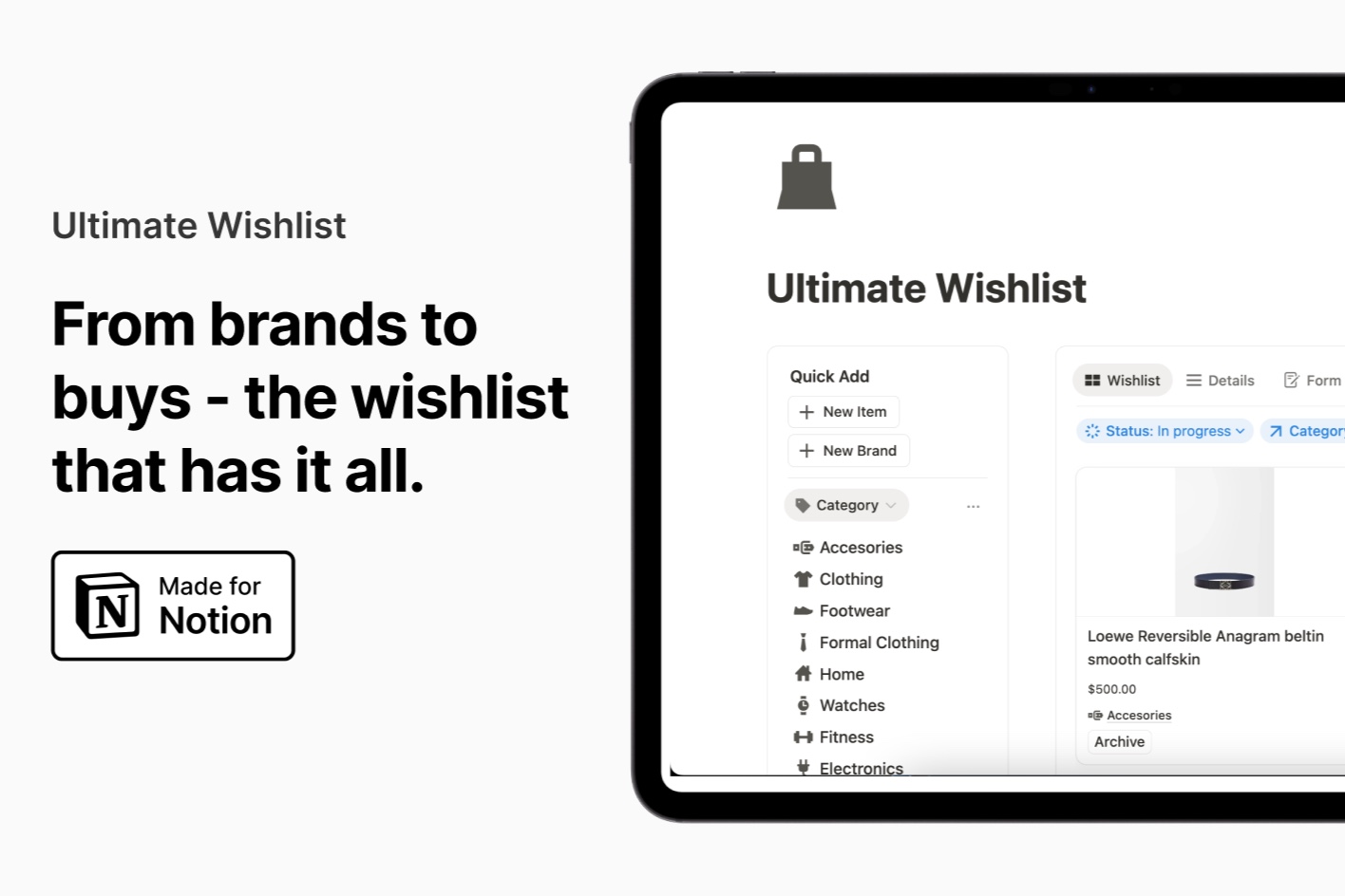 Ultimate Wishlist in Notion