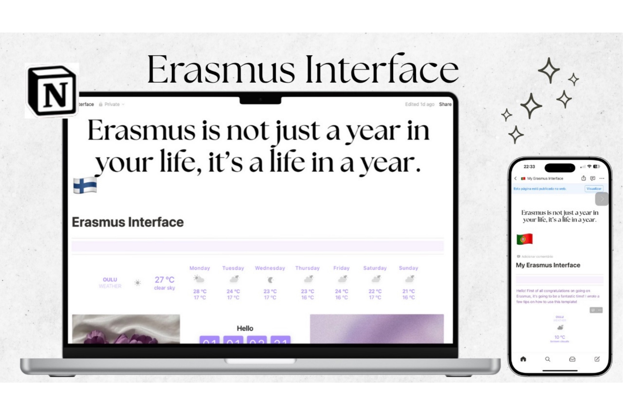 Erasmus Second Brain – Notion Dashboard for Students Abroad