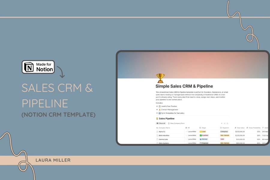 Notion Template: Simple Sales CRM & Pipeline