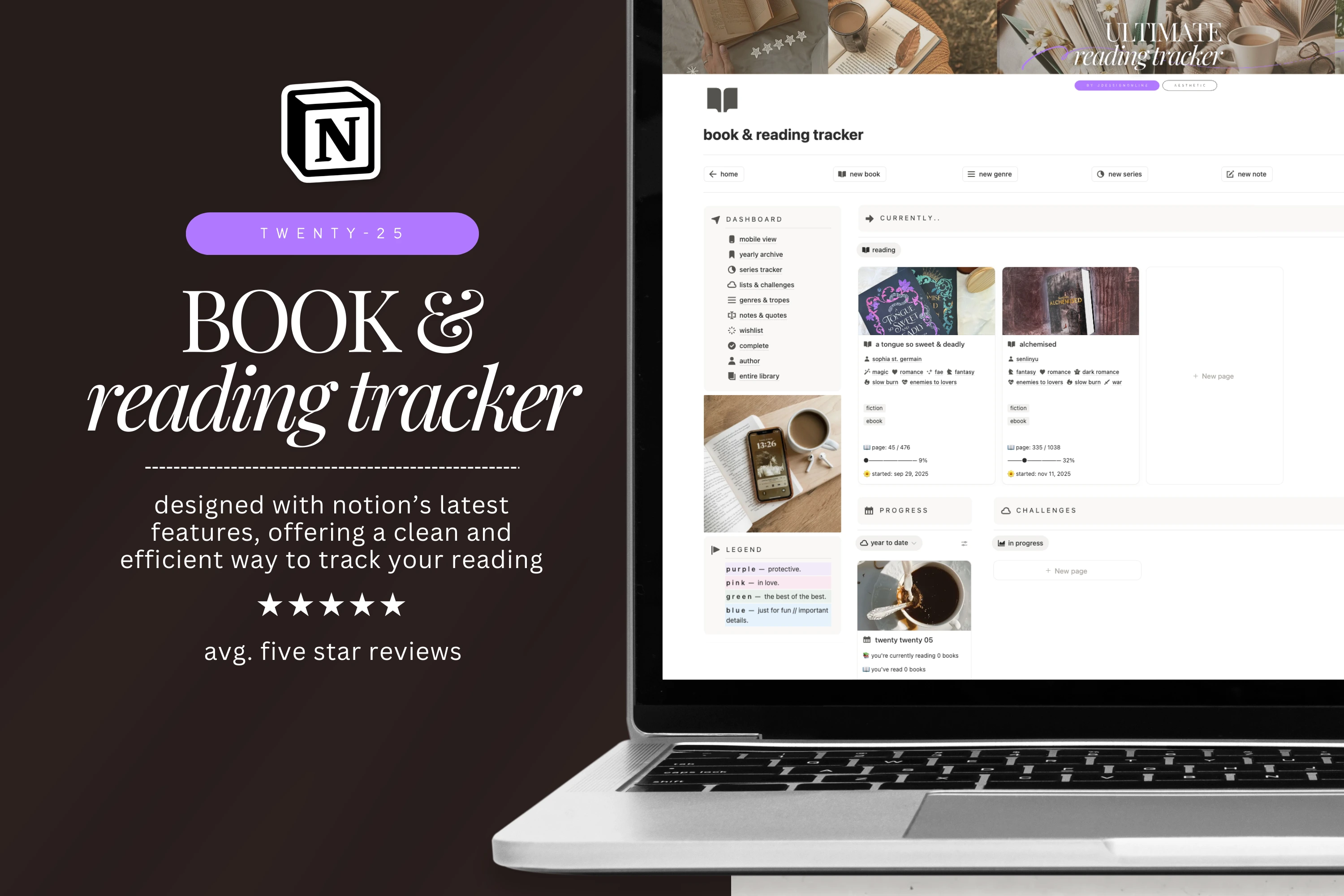 book & reading notion template