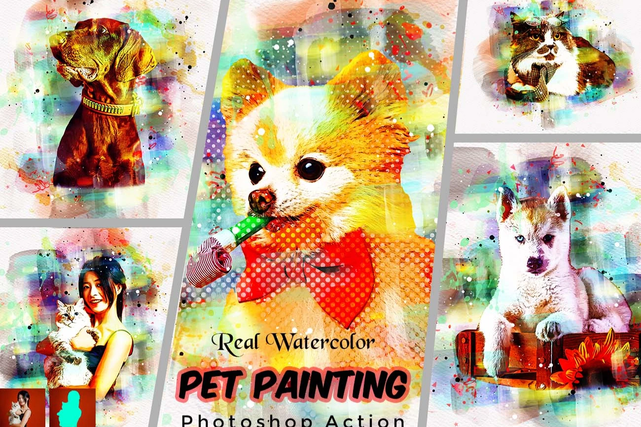 Real Watercolor Pet Painting Photoshop Action