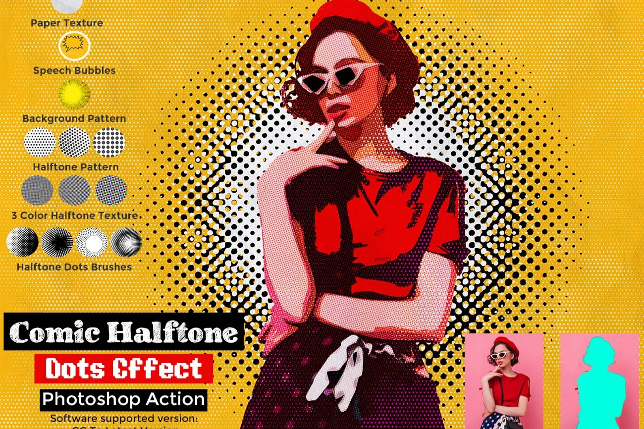 Comic Halftone Dots Effect Photoshop Action