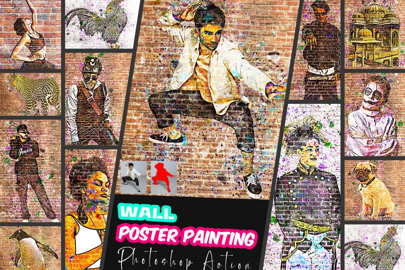 Wall Poster Painting Photoshop Action