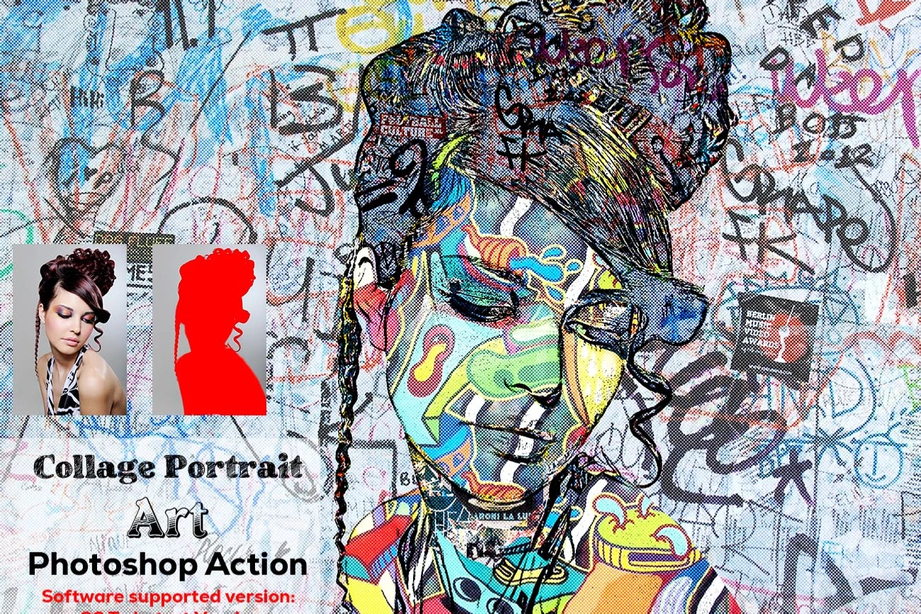 Collage Portrait Art Photoshop Action