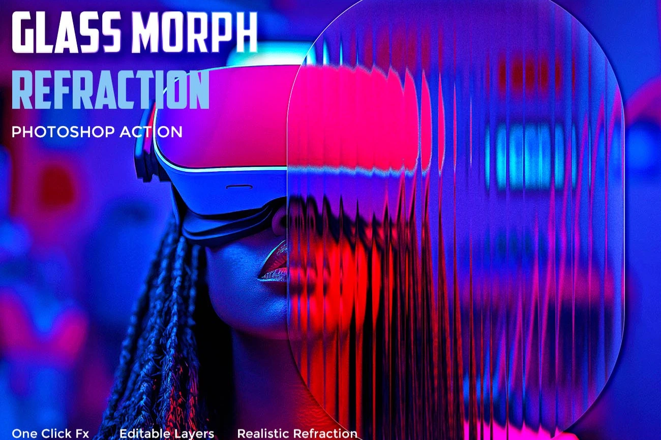 GLASS MORPH REFRACTION PHOTOSHOP ACTION - studio retouch
