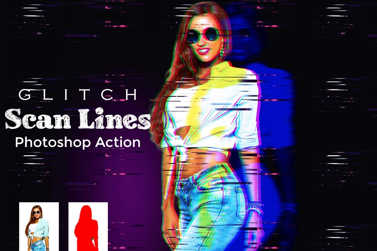 Glitch Scan Lines Photoshop Action