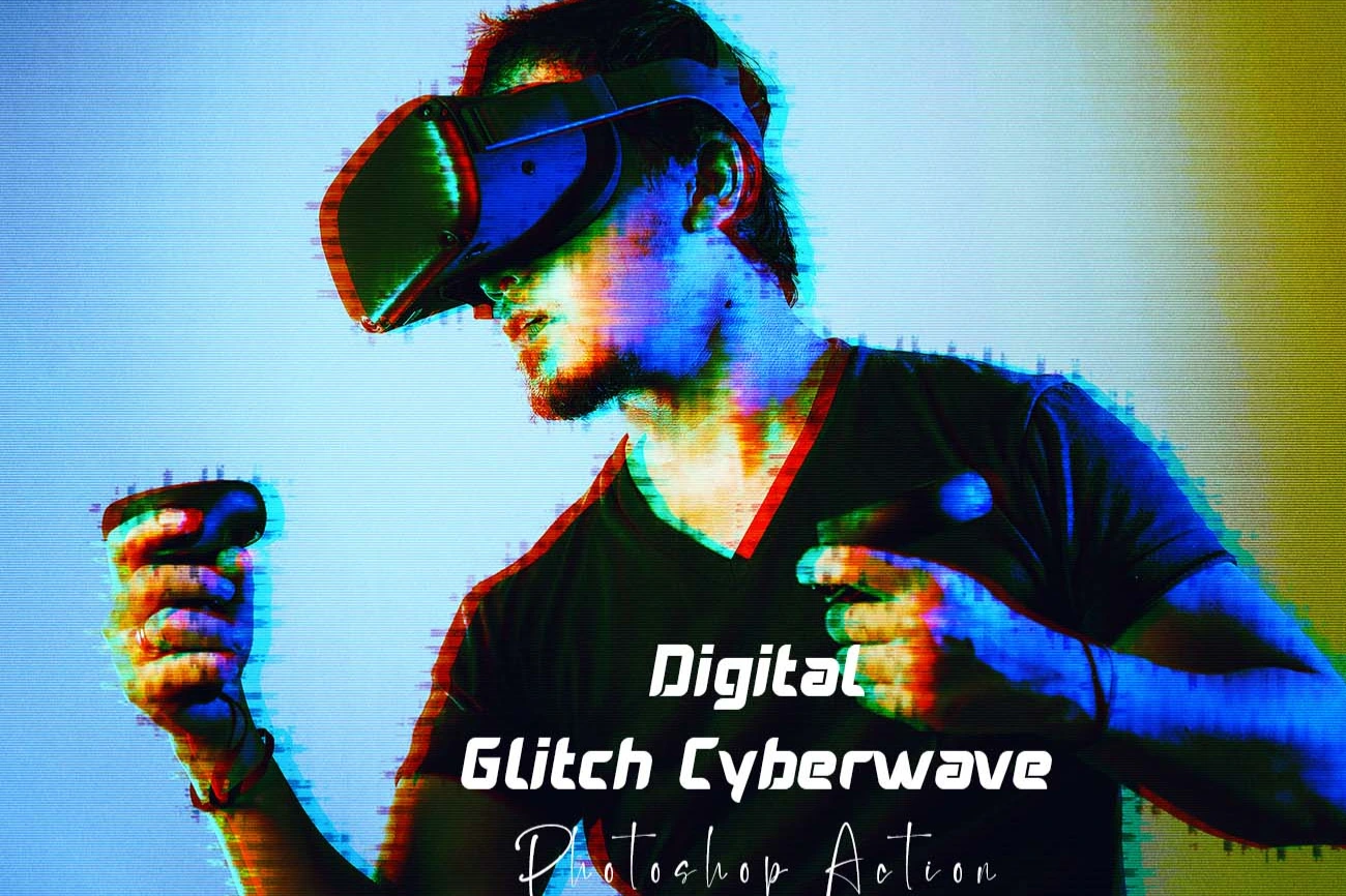 Digital Glitch Cyberwave Photoshop Action