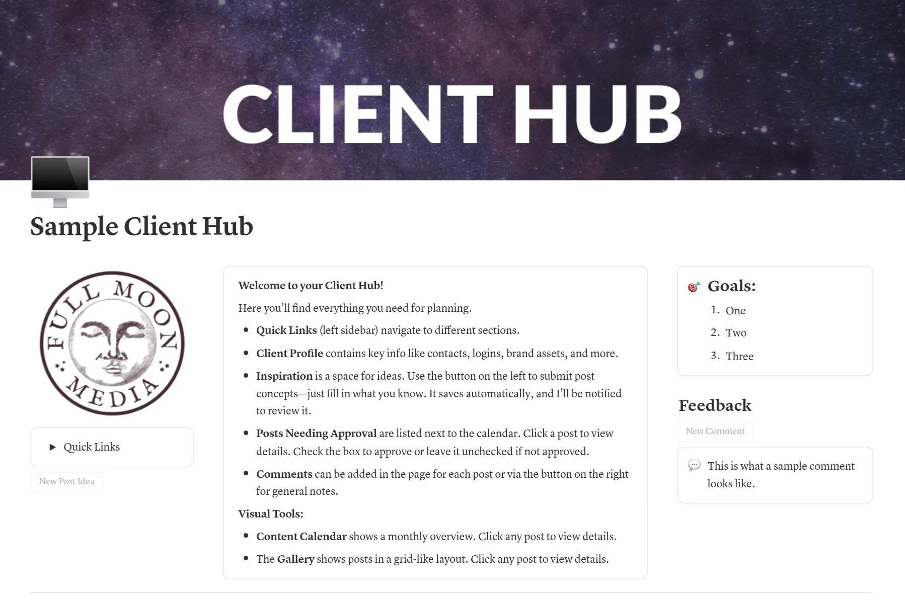 Freelance Social Media Marketing Client Hub
