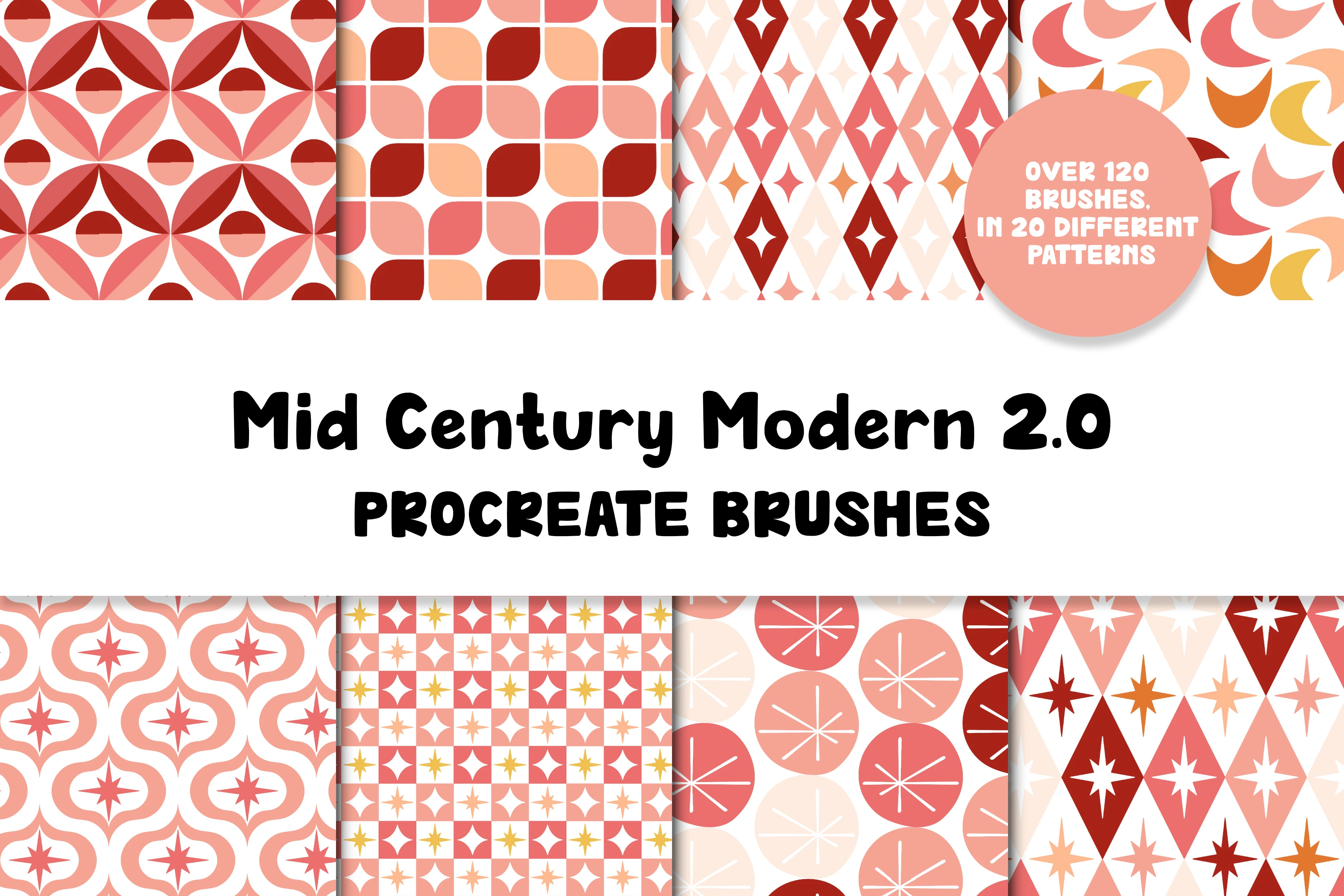 Mid Century Modern Patterns 2.0 Procreate Brushes | 20 Seamless ...