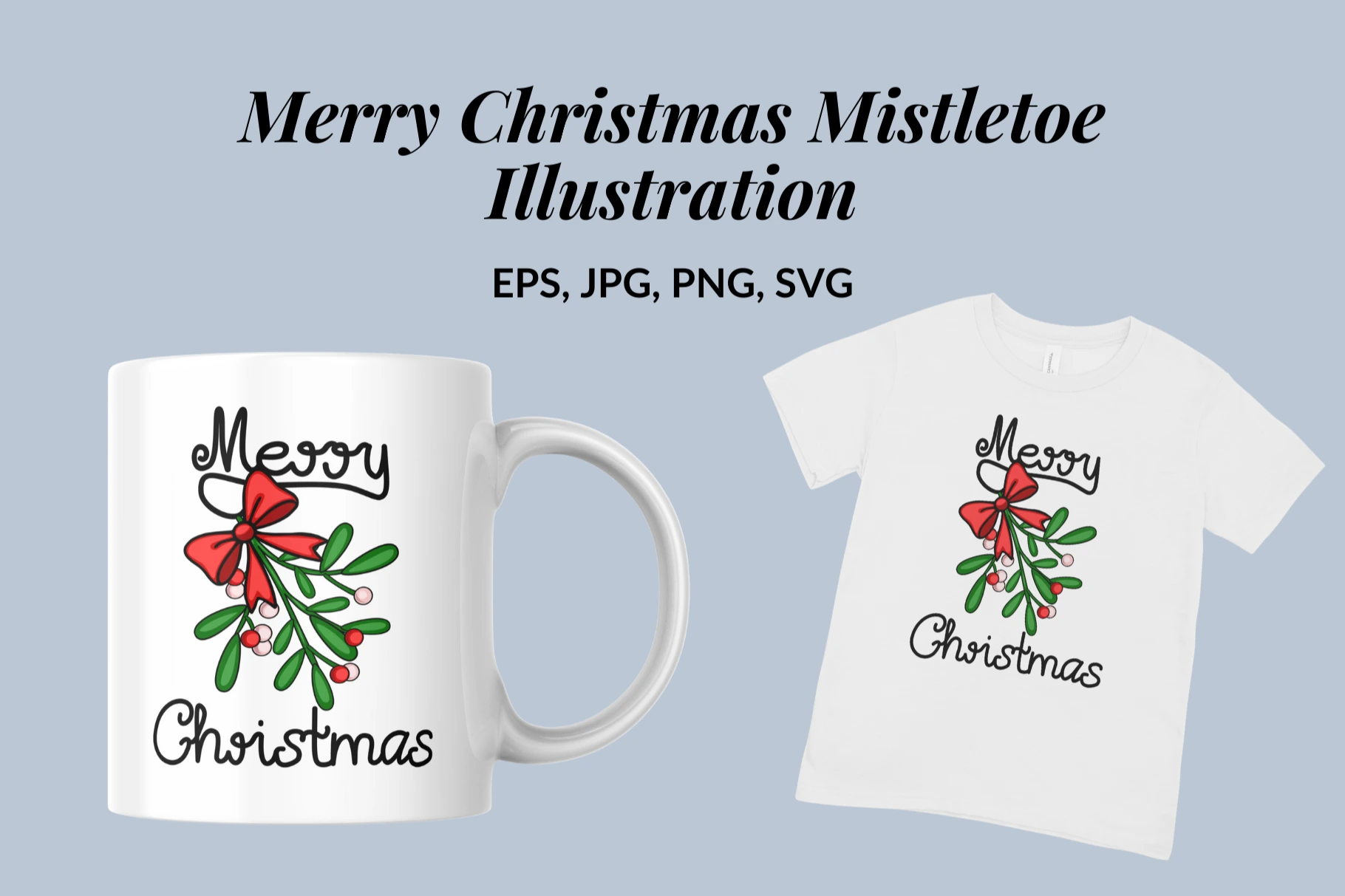 Merry Christmas Mistletoe Illustration