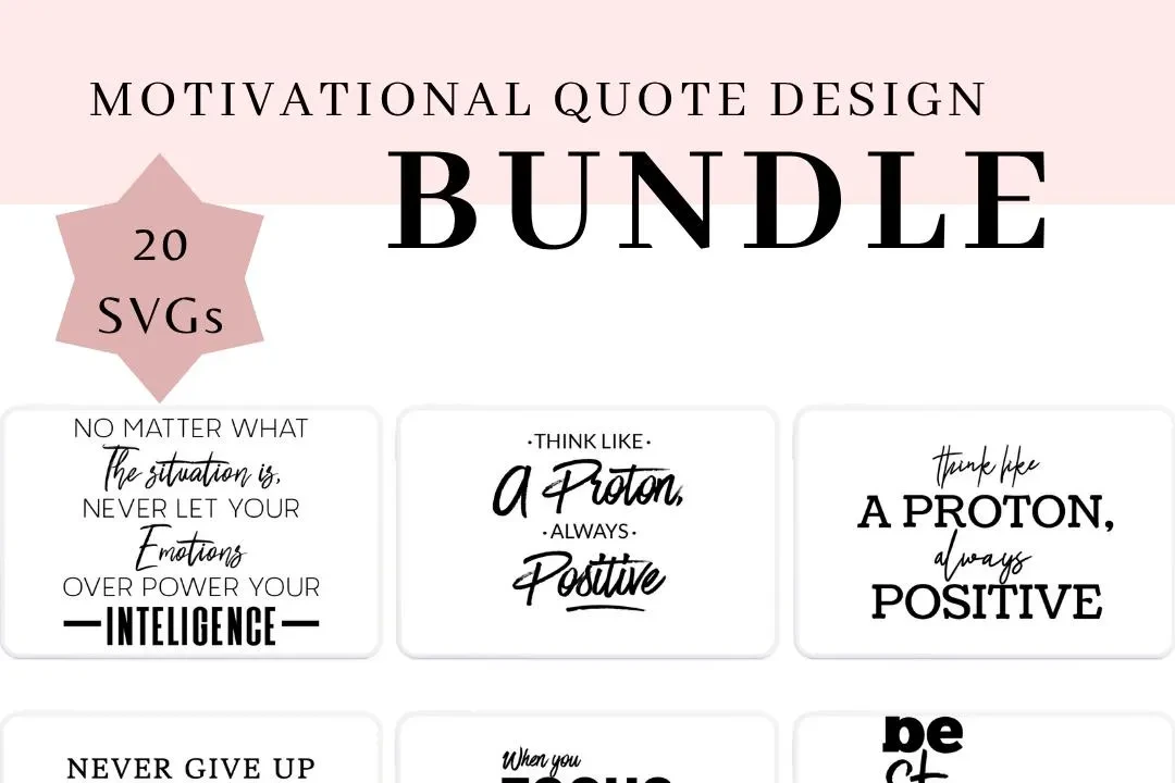 Motivational Quote Bundle: 20 Positive Affirmation Designs (JPG & PNG ...