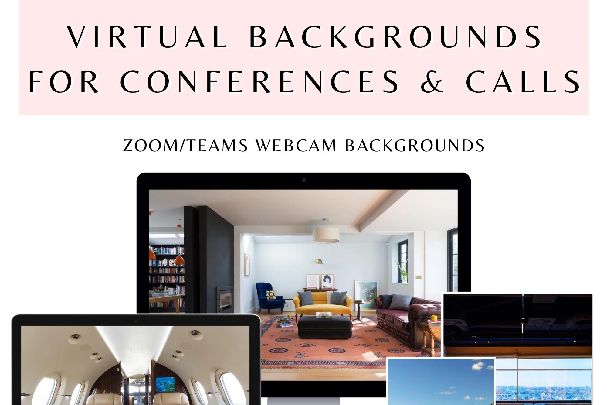 162 Virtual Backgrounds for Zoom and Teams Virtual Meetings (6 ...