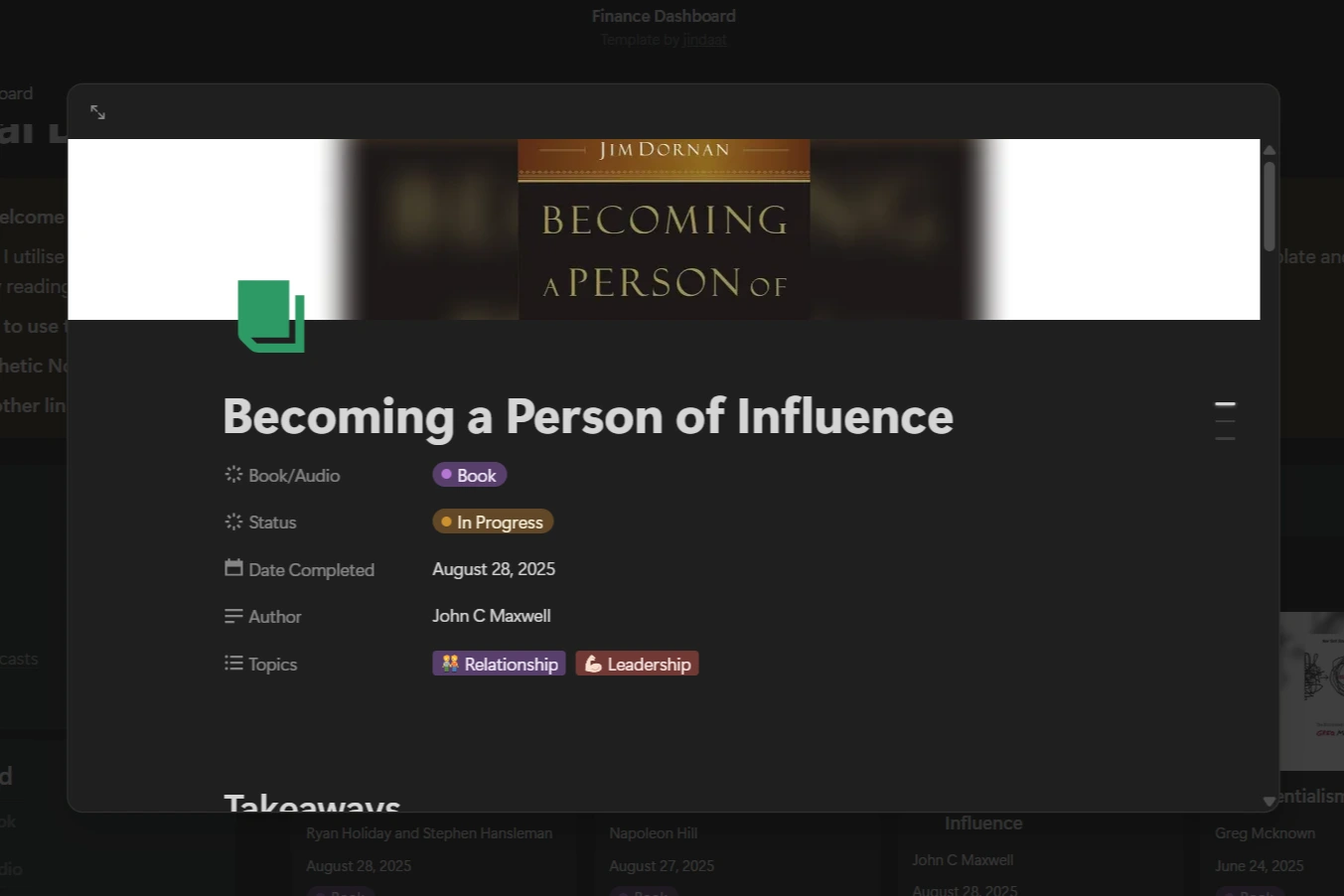 Personal Development Dashboard - Book View.png