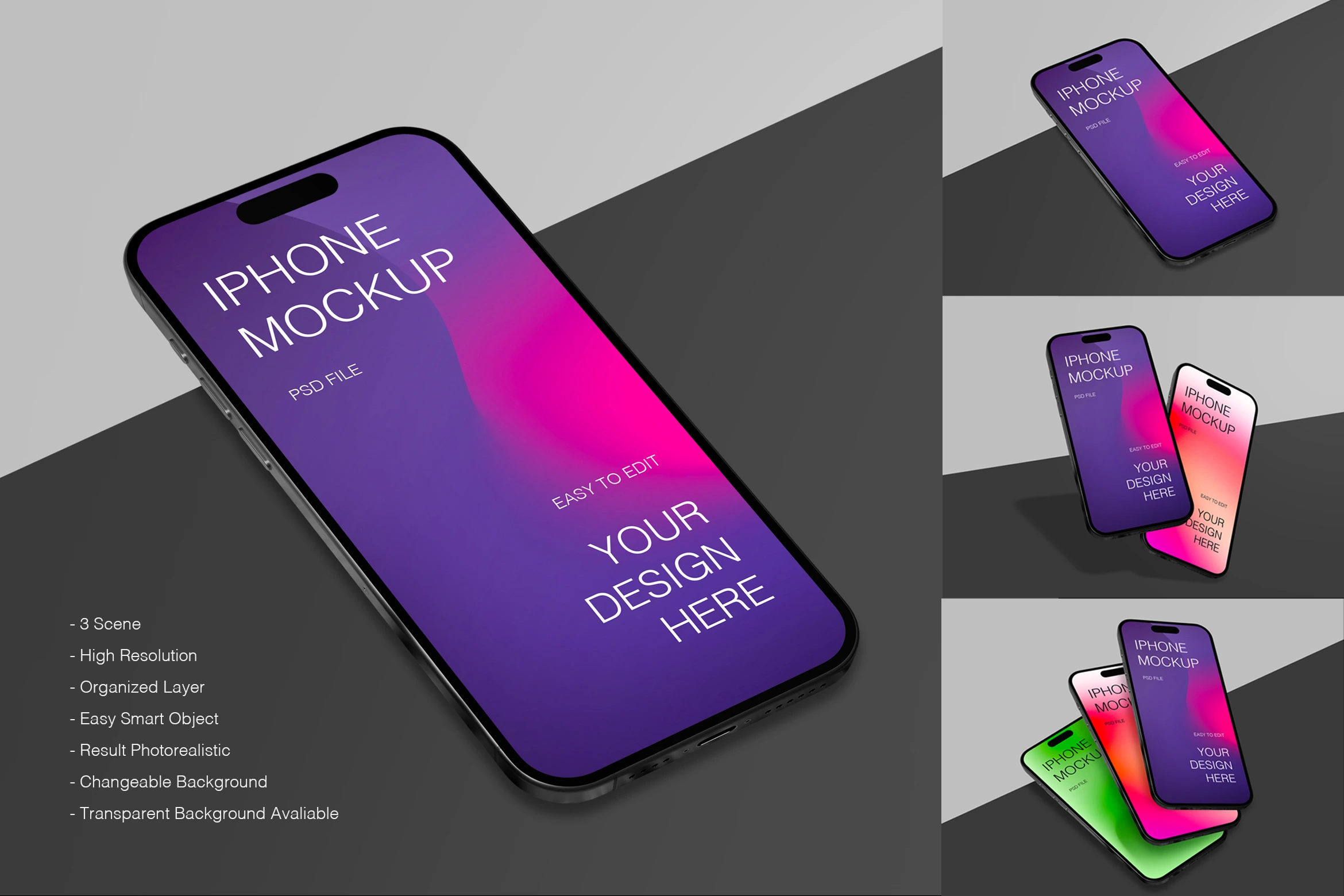 Iphone Mockup (3 Scene)