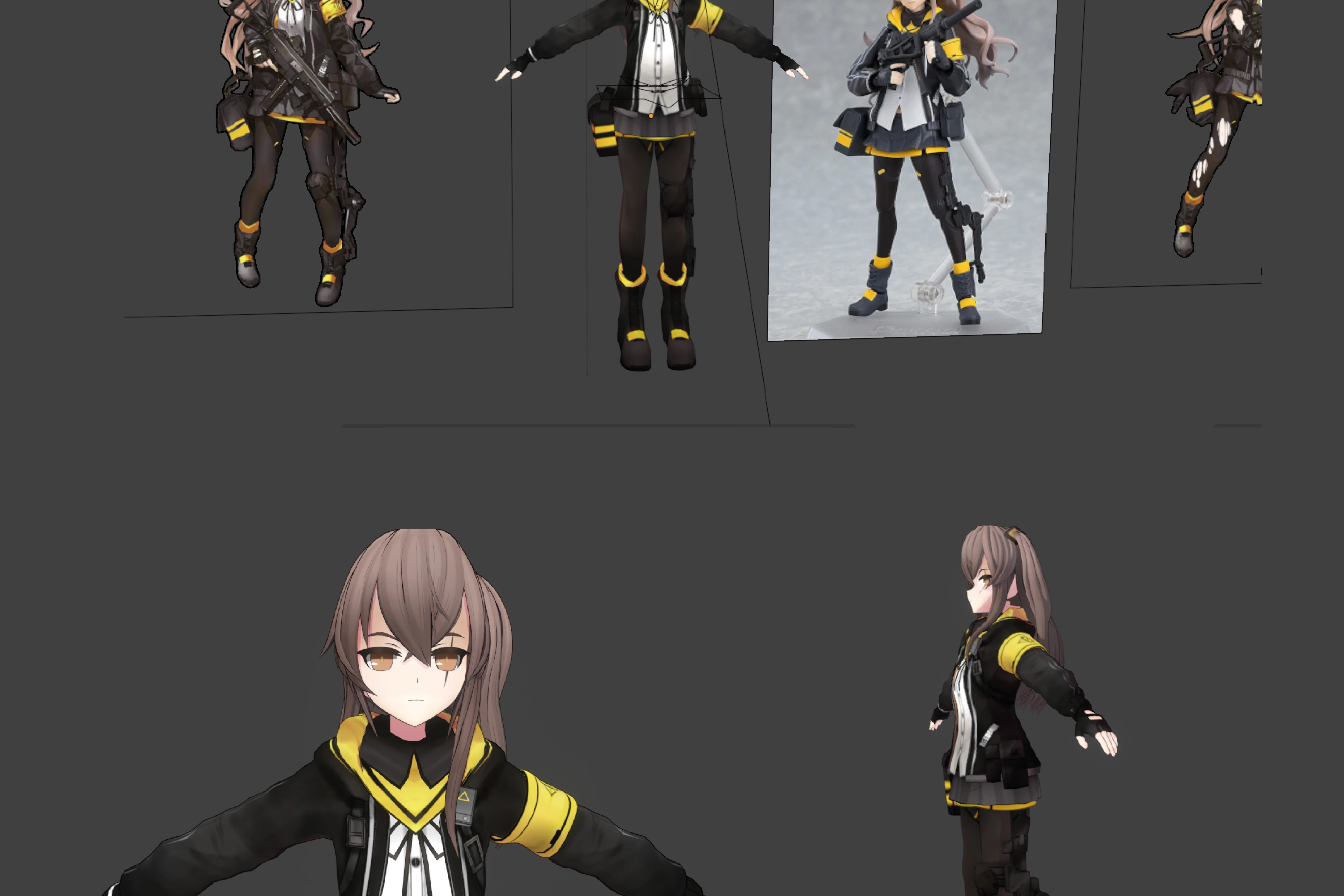 Modelo 3D - UMP45 (Girls' Frontline) - Estilo Anime / Toon