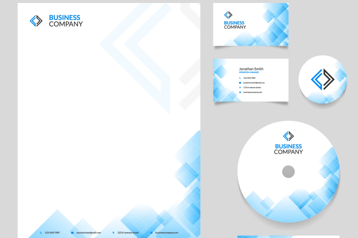 Professional Corporate Stationery Template – Visual Identity Set in Blue