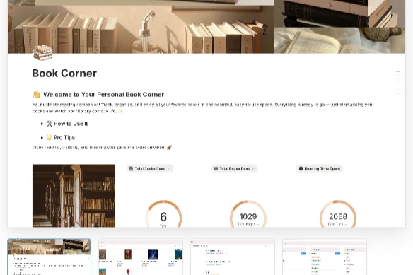 Personal Library, Book Tracker & Reading Journal Notion Template